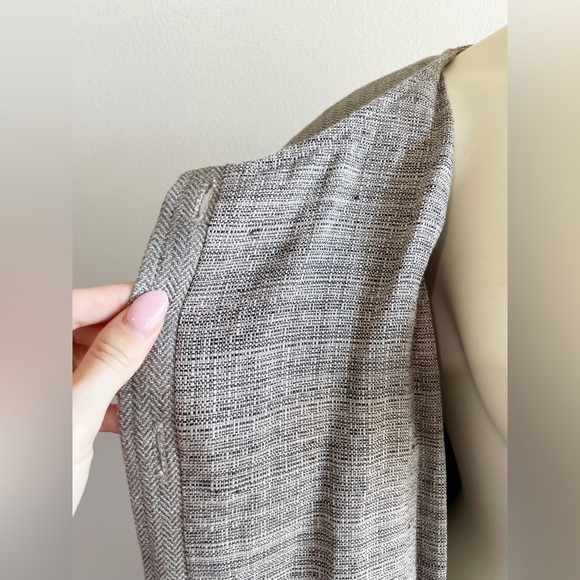 Ann Everett Herringbone Gray Wool Long Custom Pea Coat Button Down - Picture 12 of 16